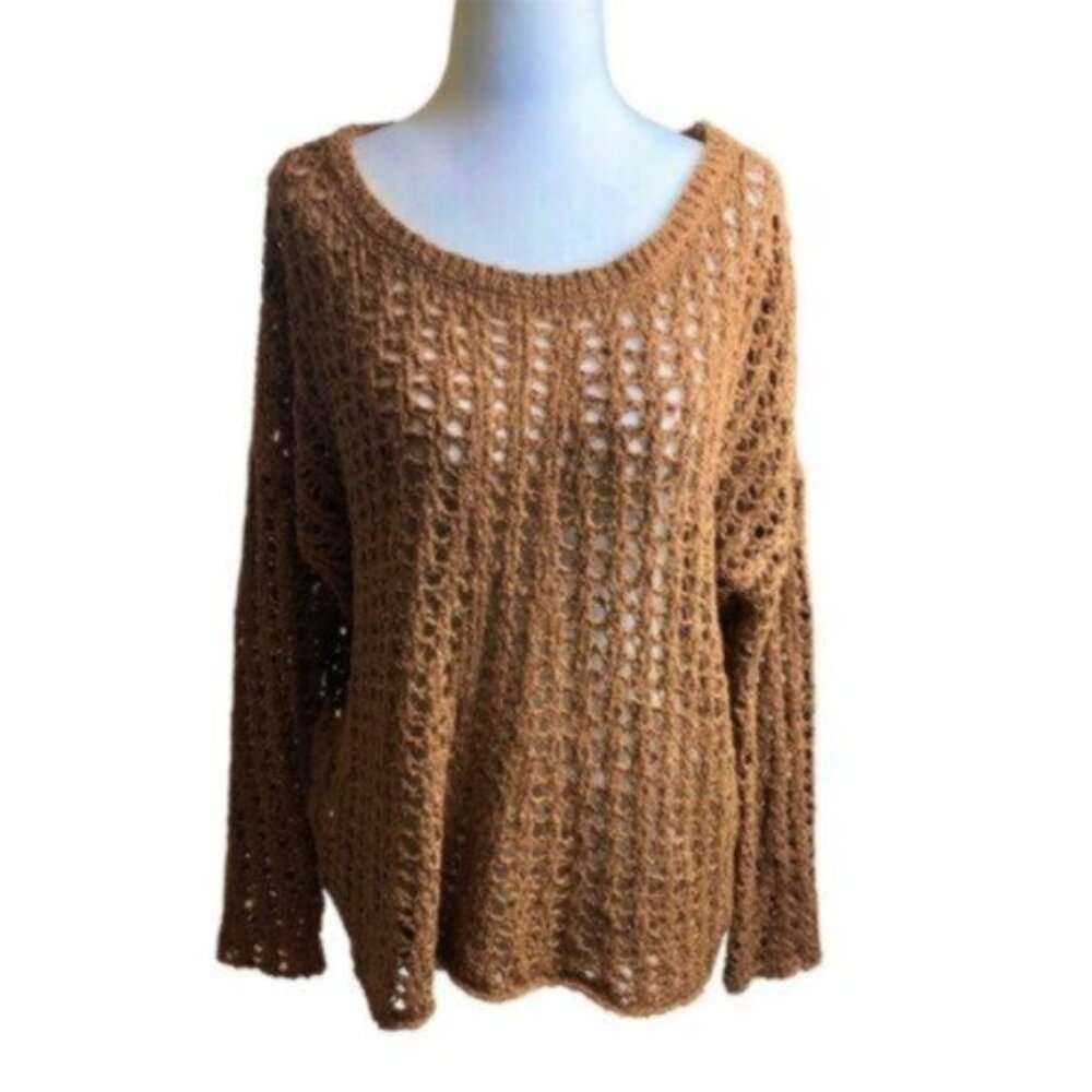 American Eagle Outfitters Burnt Orange Open Knit Sweater Medium